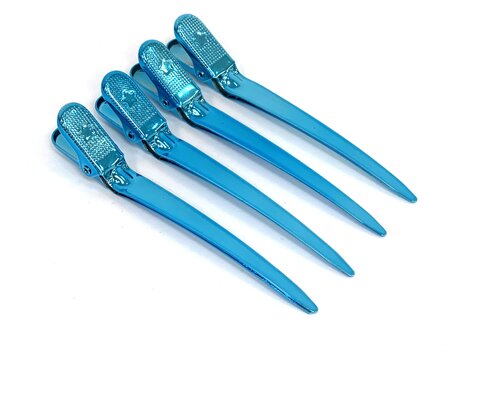Gera Professional, Зажим металлический цвет синий, 4 штуки в упаковке