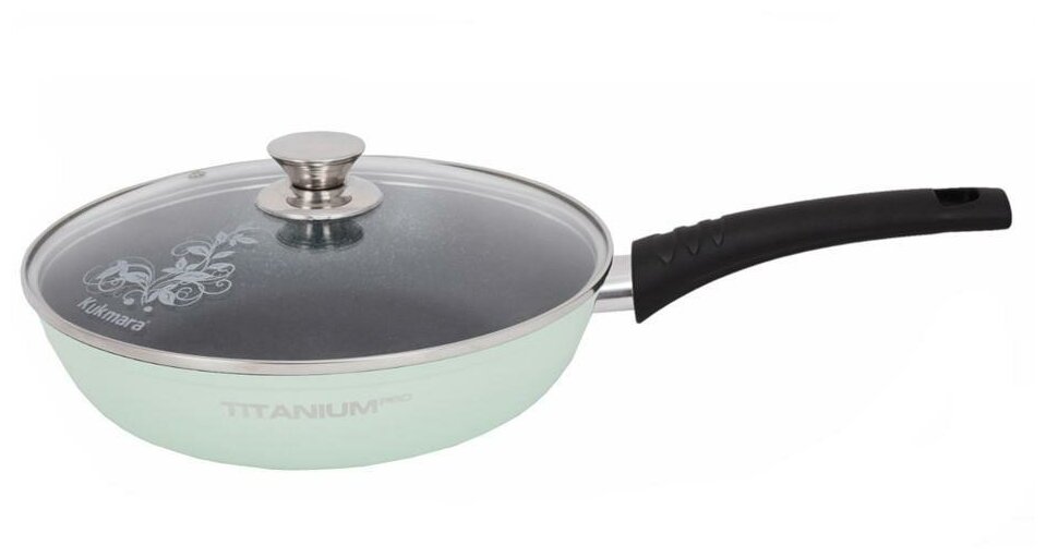 Сковорода Titanium pro, d=28 см, стеклянная крышка, антипригарное покрытие