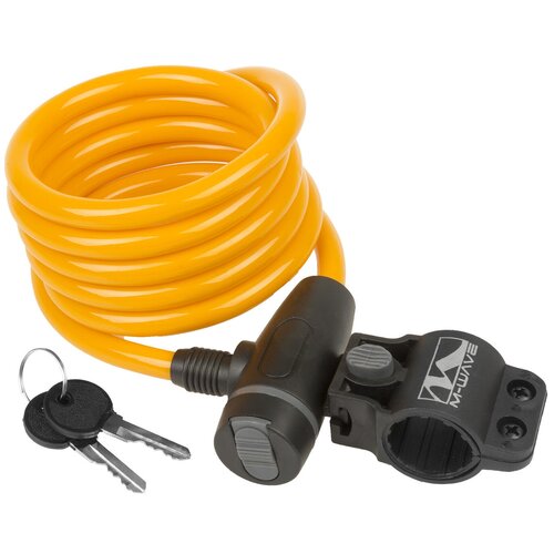 фото Замок велосипедный противоугонный длиной 1800, с защитным колпачком, оранжевый m-wave