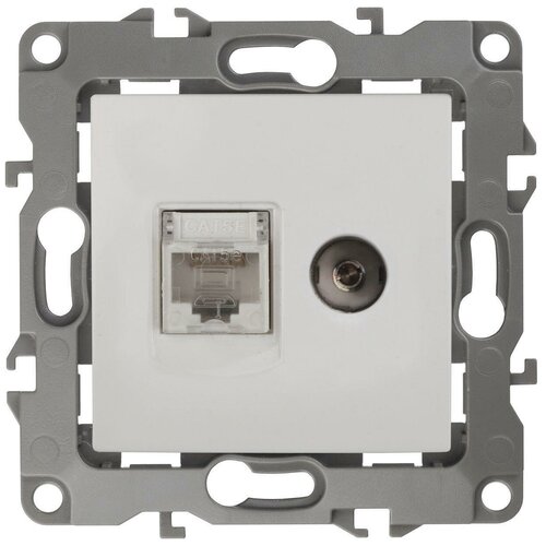 12-3110-01 ЭРА Розетка информационная RJ45+TV, Эра12, белый