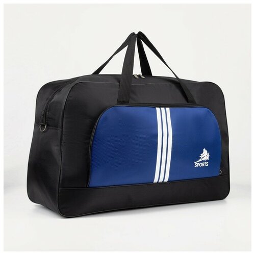 фото --- сумка спортивная, отдел на молнии, наружный карман, цвет чёрный/синий