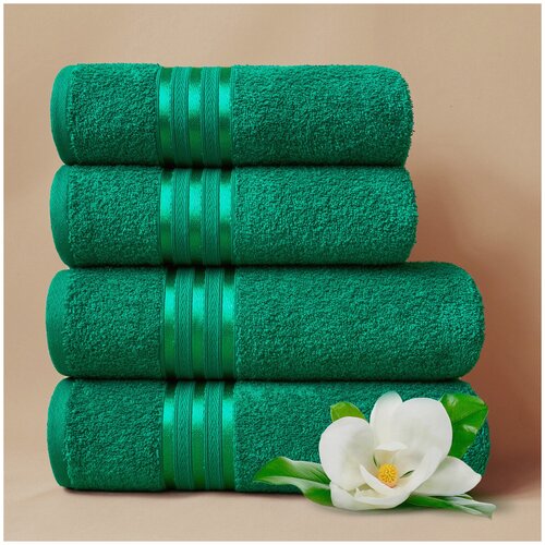 фото Набор из 4 полотенец harmonika цвет: изумрудный (50х80 см - 2 шт, 70х130 см - 2 шт) dome