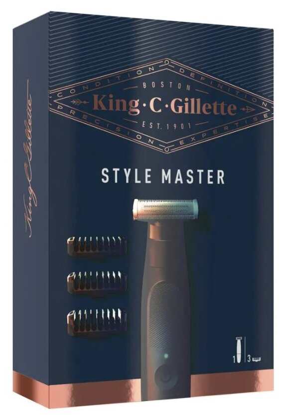 Триммер King C. Gillette Style Master беспроводной для щетины для точного стайлинга с 4D-лезвием Утконос - фото №1