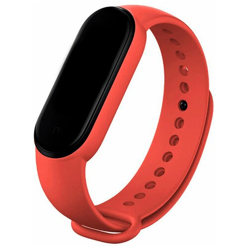 фото Ремешок для фитнес браслета xiaomi mi band 5 и mi band 6 / сменный браслет для умных смарт часов сяоми ми бэнд 5 и ми бэнд 6 / силиконовый ремешок на часы премиум качества (красный) life style