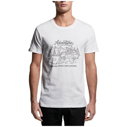 фото Футболка мужская black pack "never stop exploring", белая, размер m