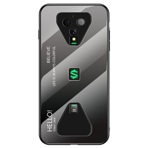 фото Чехол-бампер mypads для black shark 3 5g стеклянный из закаленного стекла с эффектом градиент зеркальный блестящий переливающийся черный