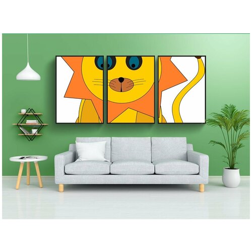 фото Набор модулных постеров для интерьера "лев, животное, игрушка" 60x90 см. в тубусе, без рамки lotsprints