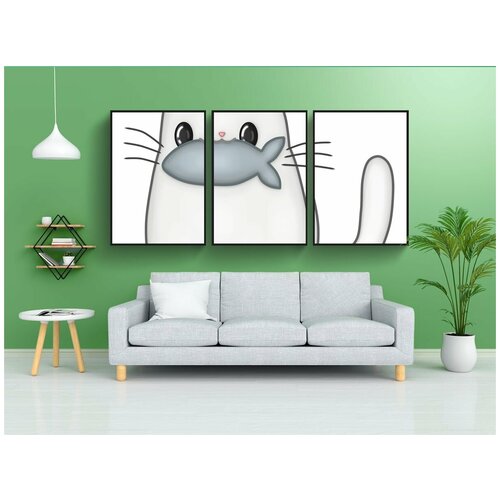 фото Набор модулных постеров для интерьера "кот, кошачий, котенок" 60x90 см. в тубусе, без рамки lotsprints