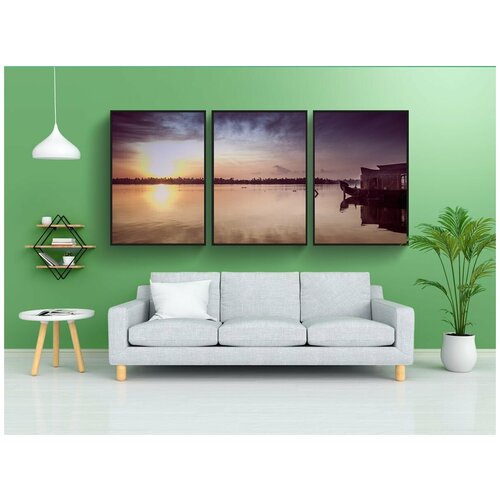 фото Набор модулных постеров для интерьера "восход солнца, керала, азия" 60x90 см. в тубусе, без рамки lotsprints