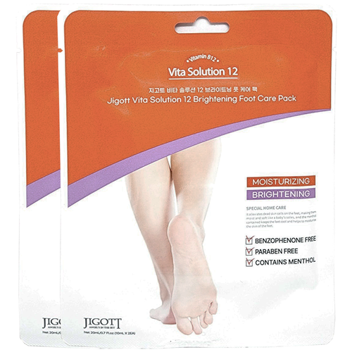 Маска-носочки для ног осветляющая с витамином В12 Jigott Vita Solution 12 Brightening Foot Care Pack, 2 уп