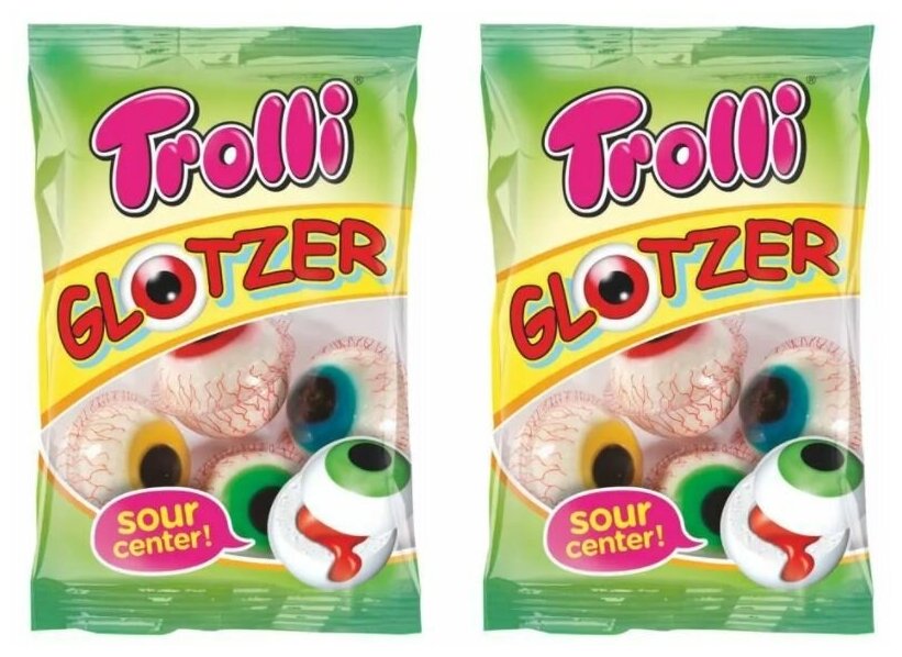 Мармеладные глаза Trolli Glotzer с жидким центром для розыгрышей (2 шт по 75 гр.)