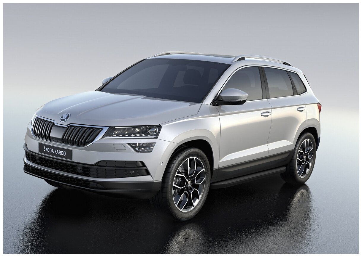 Пороги на автомобиль "Premium-Black" Rival для Skoda Karoq 2020-н в 180 2  алюминий A180ALB51031