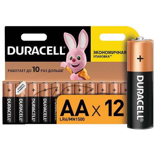 Батарейки щелочные Duracell АА/LR6, 12 шт батарейки duracell lr6 2bl basic аа 2шт