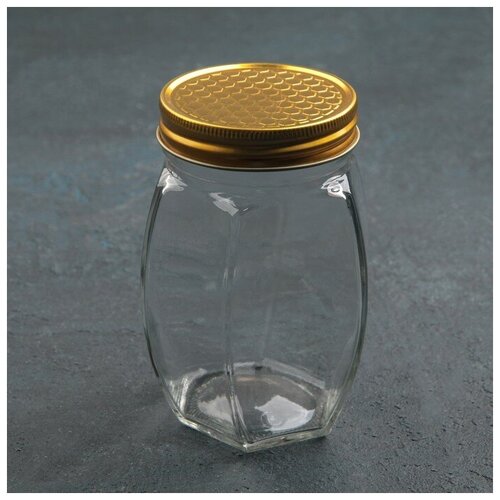 Баночка стеклянная для мёда и варенья «Соты», 400 мл, 8×12 см (1шт.)