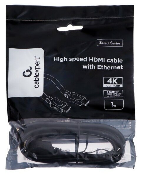 Кабель HDMI 1.0м Gembird v1.4 серия Light черный позолоченные разъемы CC-HDMI4L-1M - фото №7