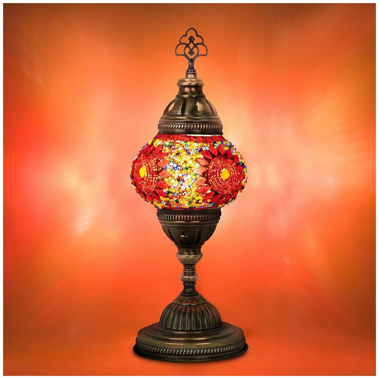 Светильник настольный с восточной мозаикой ручной работы, цвет красный, 12х36 см, MARMA MM-LGHT-02