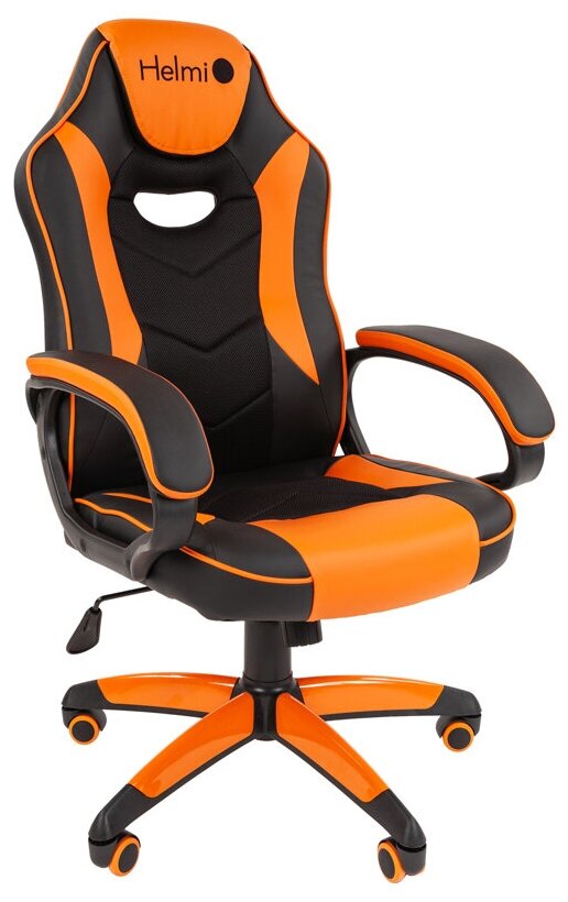 Кресло игровое Helmi HL-S16 "Pilot", экокожа, черно-оранжевая, механизм качания (322025)