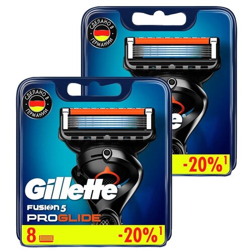 Сменные кассеты Gillette Fusion5 ProGlide, синий, 8 шт., 2 уп.