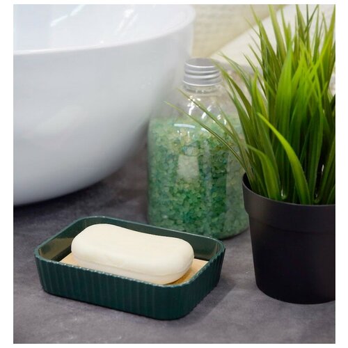 Мыльница NATUREL KL9089-B зеленый для мыло/хозтовары/ванна/новинка