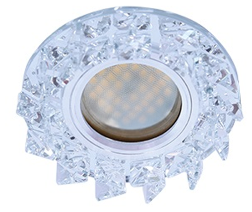 Светильник встраиваемый Ecola DL1661 MR16 GU5.3 Стекло Круг со стразами зеркало/Хром 42x95 FE16RNECB