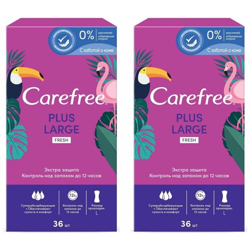 Carefree Прокладки ежедневные Plus Large Fresh с легким свежим ароматом, 36 шт 2 уп