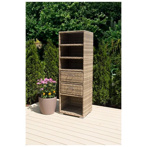 Стеллаж Borgata YALTA nature с двумя ящиками, плетеный из искуссвенного ротанга, 60х50х180 см (ШхГхВ)