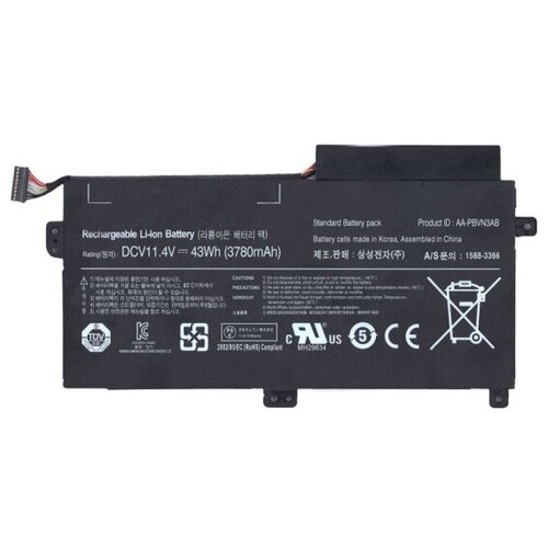 аккумуляторная батарея усиленная amperin для ноутбука samsung aa pb6nc6w 11 1v 6600mah Аккумулятор для ноутбука Amperin для Samsung 370R5E, 470R5E (AA-PBVN3AB) 11.4V 43Wh черная