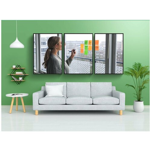 фото Набор модулных постеров для интерьера "женщина, офис, после его" 60x90 см. в тубусе, без рамки lotsprints