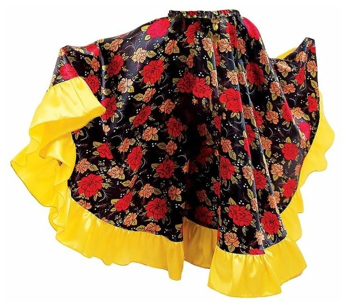 Цыганская юбка для девочки с желтой оборкой по низу длина 59 (рост 110-116)