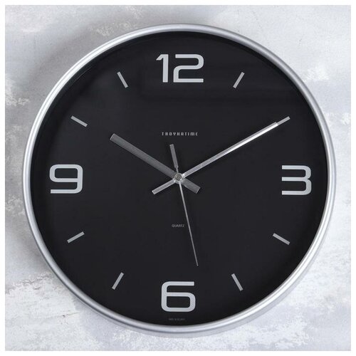 фото Часы настенные, серия: интерьер "эдит" d=30.5 см, серебро 5005006 тройка