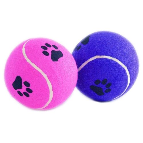 фото Мячик для собак beeztees теннисный с отпечатками лап 12 см