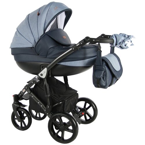 Коляска 3в1 Sevillababy Sofia, WSFA-06, голубой джинс-т.синяя экокожа