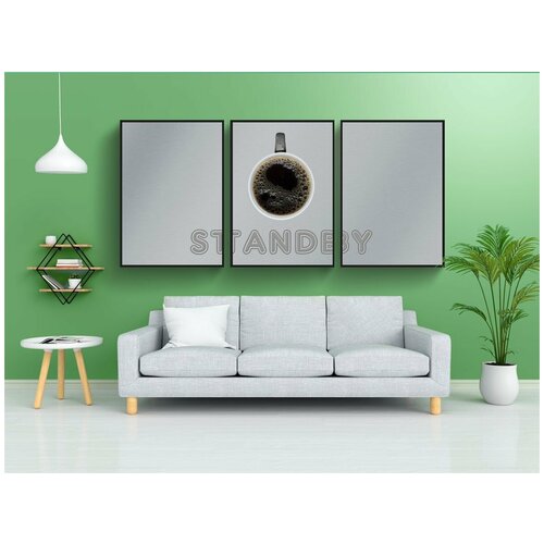 фото Набор модулных постеров для интерьера "чашка, кофе, ожидать" 60x90 см. в тубусе, без рамки lotsprints