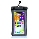 Чехол герметичный водонепроницаемый для телефона универсальный AMFOX с защёлкой, черный / защита для смартфона, герметичная сумка для android, iphone - изображение