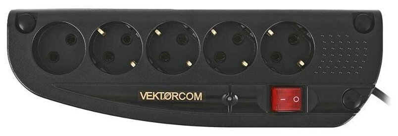 Сетевой фильтр Vektor COM черный 10м (компьютерный)