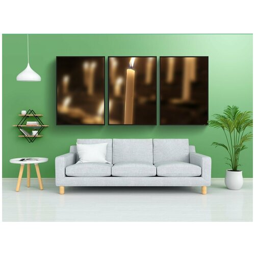 фото Набор модулных постеров для интерьера "свеча, ливерпуль, кафедральный собор" 60x90 см. в тубусе, без рамки lotsprints