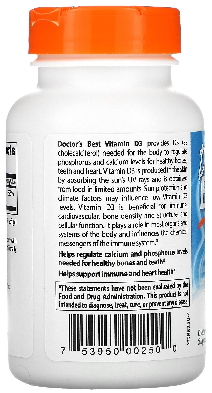 Doctor's Best Vitamin D3 капс., 5000 МЕ, 120 г, 360 шт.