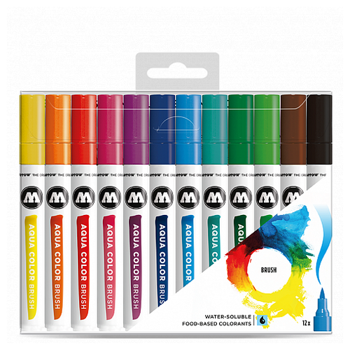 Набор маркеров для леттеринга, рисования Molotow Aqua Color Brush Basic Set 1