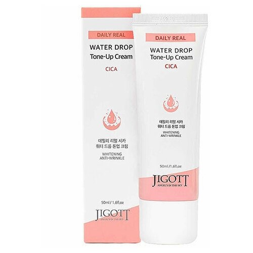 Jigott крем для лица с центеллой азиатской осветляющий Daily Real Water Drop Tone-up Cream Cica, 50 мл кремы для лица jigott крем для лица ultimate real collagen water drop tone up cream