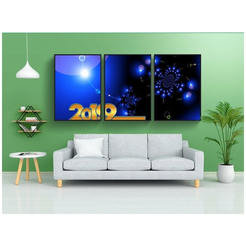 фото Набор модулных постеров для интерьера "первый день нового года, канун нового года, свет" 60x90 см. в тубусе, без рамки lotsprints