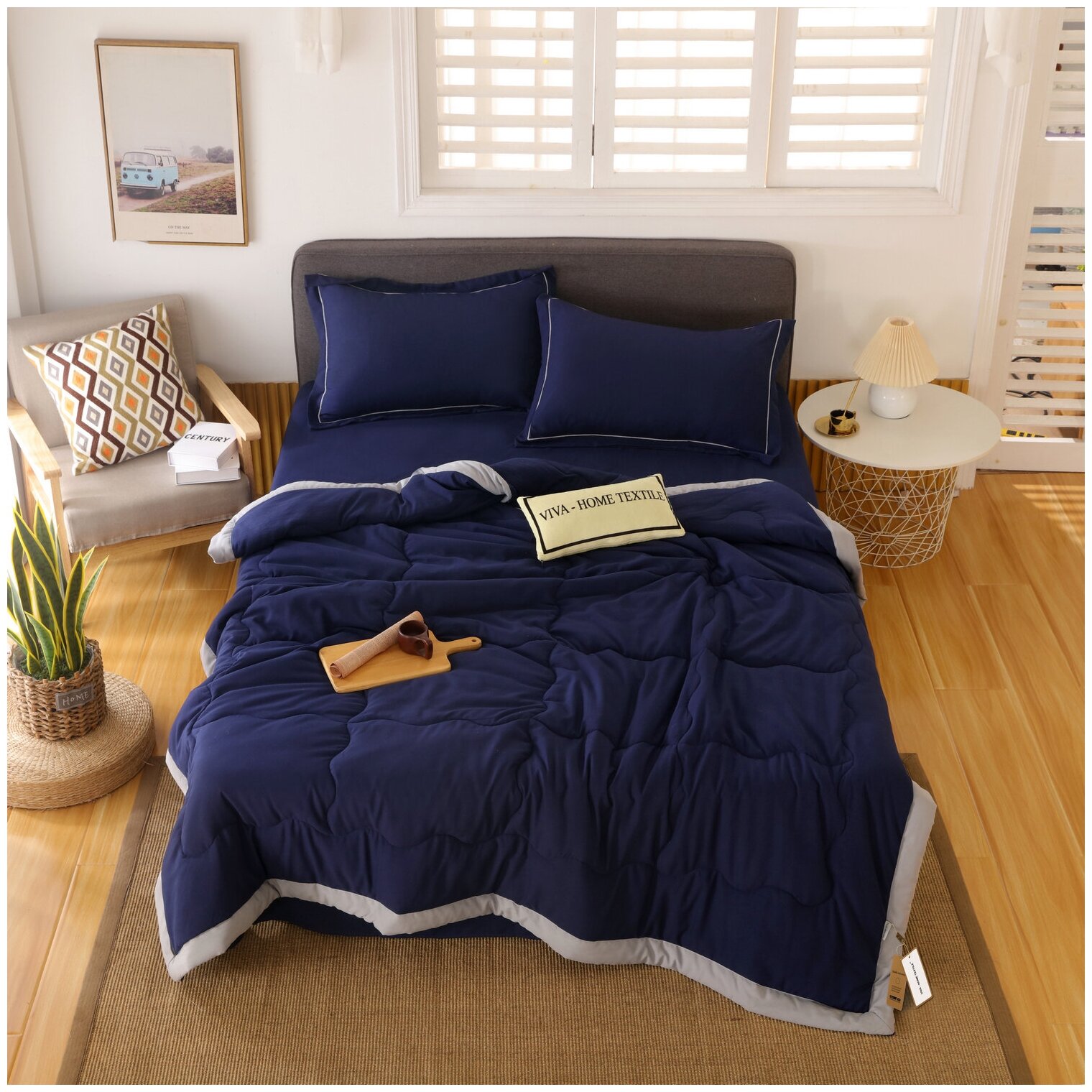 Комплект постельного белья Однотонный Сатин с Одеялом FB012 - фотография № 1