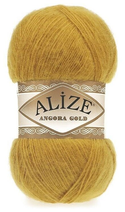 Пряжа Alize Angora Gold (Ангора Голд) - 3 мотка 02 шафран 20% шерсть, 80% акрил 550м/100г