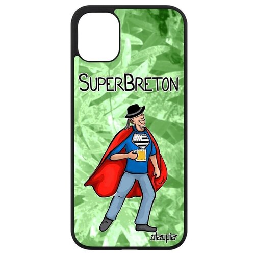фото Дизайнерский чехол на мобильный // iphone 11 // "супербретонец" супергерой герой, utaupia, светло- зеленый