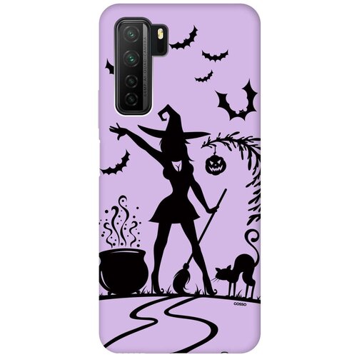 фото Силиконовая чехол-накладка silky touch для huawei nova 7 se / honor 30s с принтом "witch and boiler" сиреневая gosso