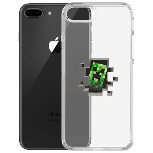 Чехол-накладка Krutoff Clear Case Крипер для iPhone 6/6s/7/8/SE чехол накладка krutoff soft case minecraft иглобрюх для iphone 6 6s черный