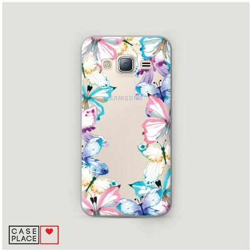 фото Чехол пластиковый samsung galaxy j3 2016 рамка из бабочек case place