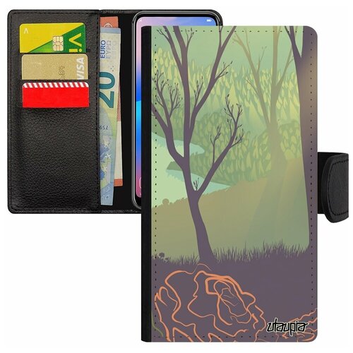 фото Чехол книжка на мобильный apple iphone 7 plus, "лесные розы" лес дерево utaupia