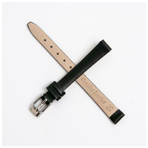 фото Ремешок для часов, женский, 10 мм, натуральная кожа, чёрный, straps