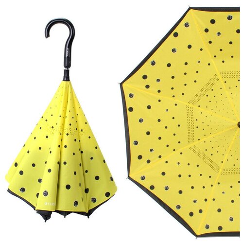 Зонт-трость FLIORAJ, желтый, черный зонт трость djeco механика купол 70 см желтый