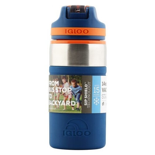 Термокружка из нержавеющей cтали IGLOO SWIFT, 14 OZ /BLU 0,4л синий с трубочкой